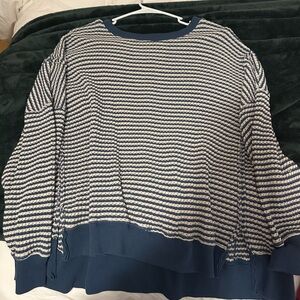 American Eagle Outfitters Navy and Cream Knit Sweater